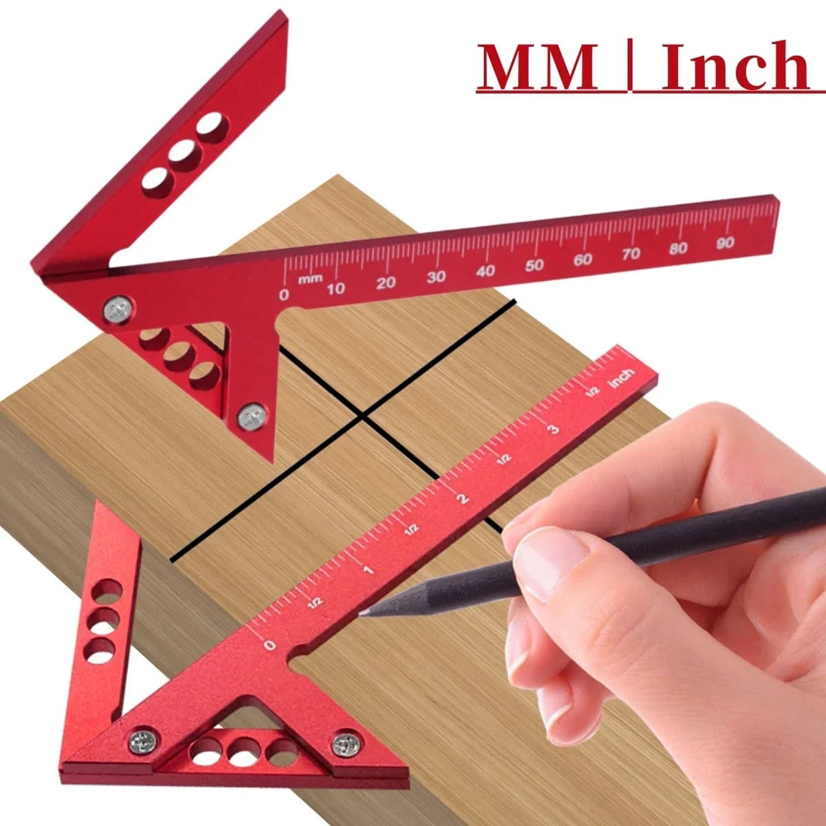 목공용 원형 중심 찾기 스크라이브 (45/90° 게이지 포함)