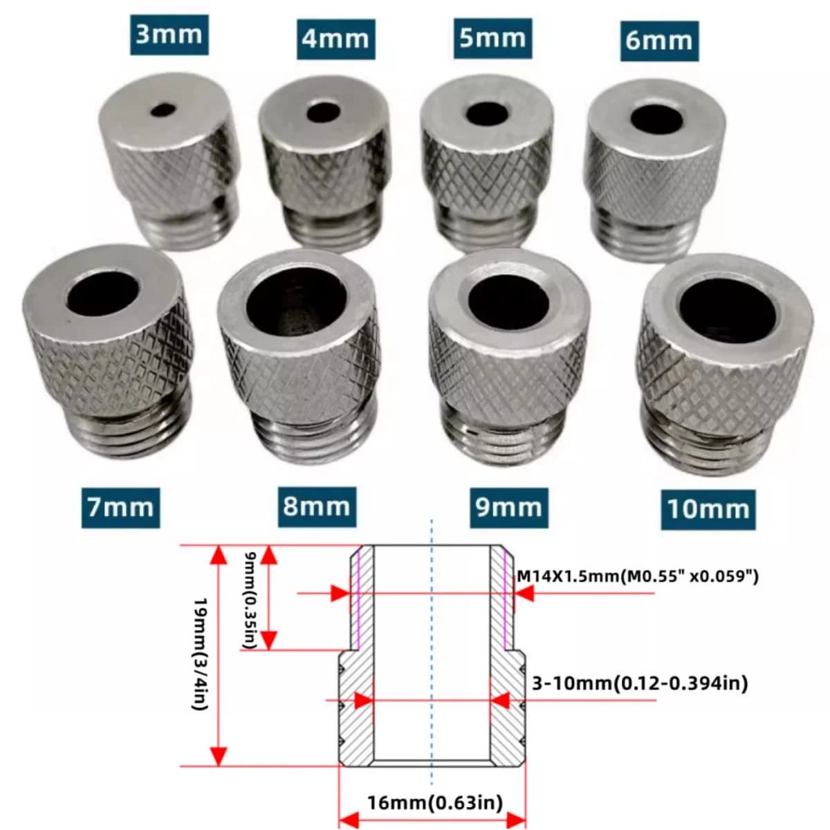 스테인리스 스틸 드릴 가이드 부싱 3mm-10mm