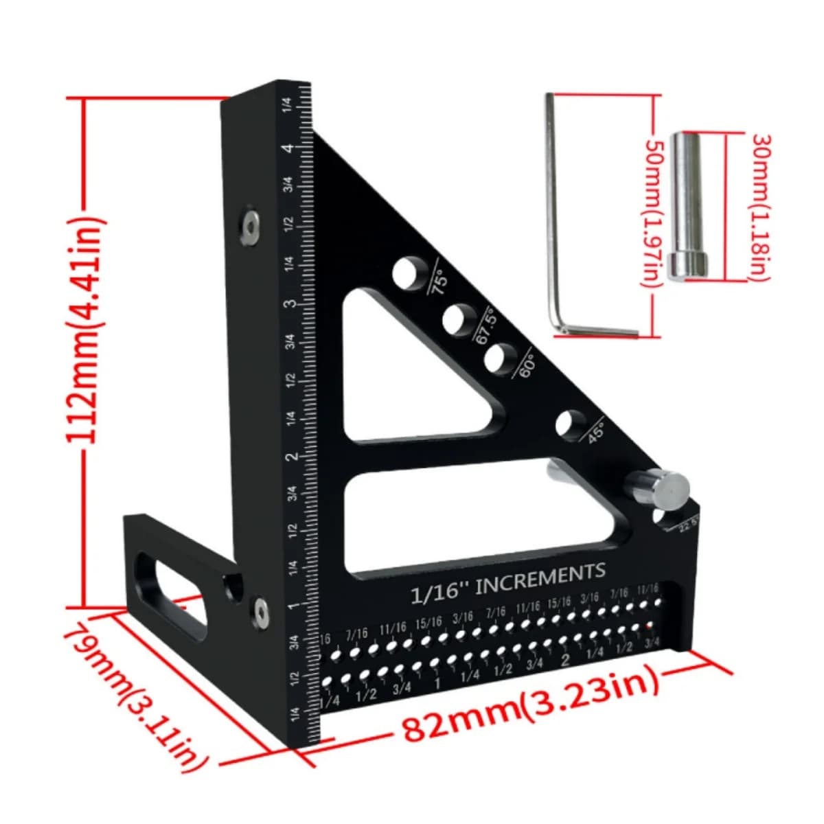 알루미늄 합금 3D 다각도 각도기 및 스크라이버